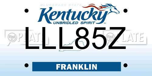 LLL85Z Kentucky License Plate