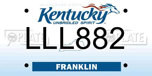 LLL882 Kentucky License Plate