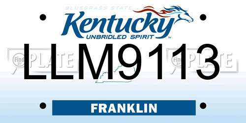 LLM9113 Kentucky License Plate