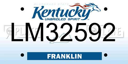 LM32592 Kentucky License Plate