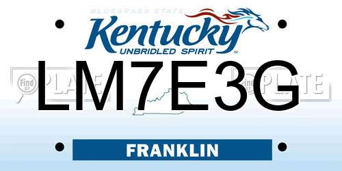 LM7E3G Kentucky License Plate