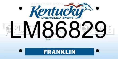 LM86829 Kentucky License Plate