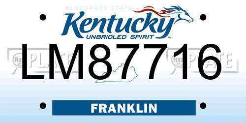 LM87716 Kentucky License Plate