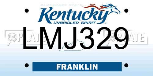 LMJ329 Kentucky License Plate