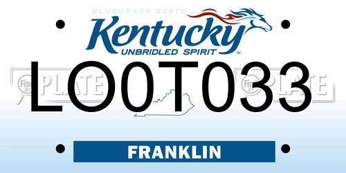 LO0T033 Kentucky License Plate