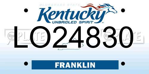 LO24830 Kentucky License Plate