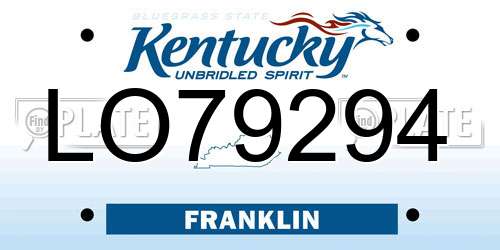 LO79294 Kentucky License Plate
