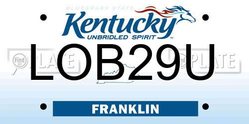 LOB29U Kentucky License Plate