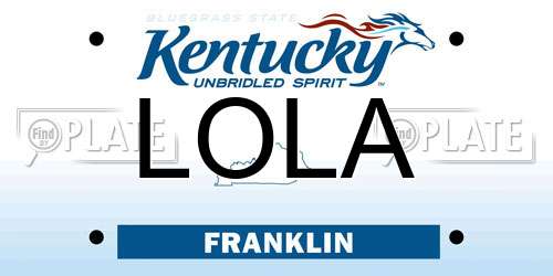 LOLA Kentucky License Plate