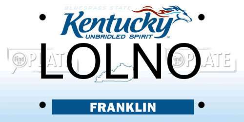 LOLNO Kentucky License Plate