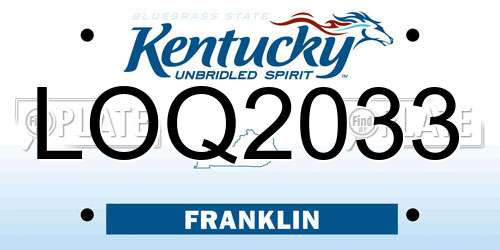 LOQ2033 Kentucky License Plate