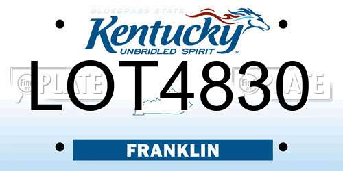 LOT4830 Kentucky License Plate