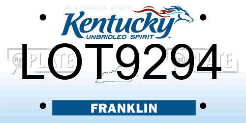 LOT9294 Kentucky License Plate