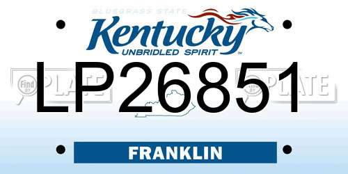 LP26851 Kentucky License Plate
