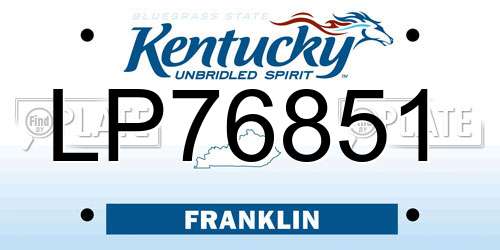 LP76851 Kentucky License Plate
