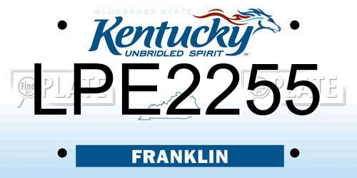 LPE2255 Kentucky License Plate