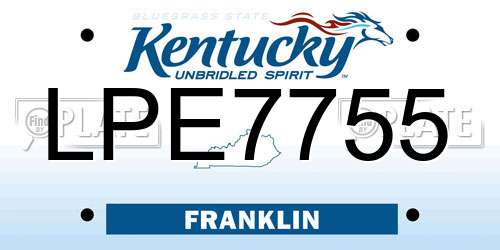 LPE7755 Kentucky License Plate