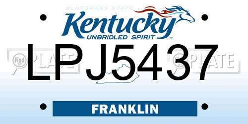 LPJ5437 Kentucky License Plate