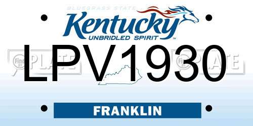 LPV1930 Kentucky License Plate