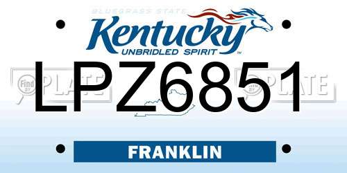 LPZ6851 Kentucky License Plate