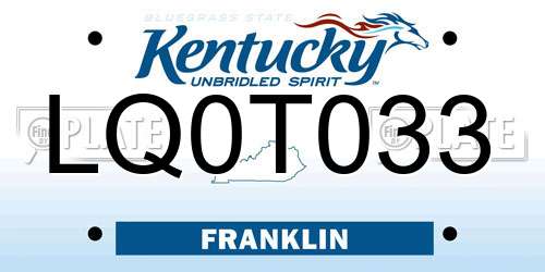 LQ0T033 Kentucky License Plate