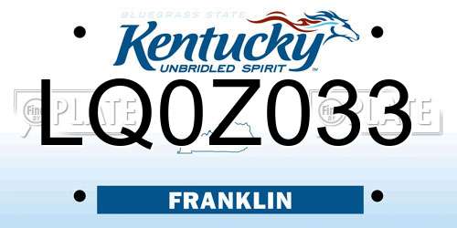 LQ0Z033 Kentucky License Plate