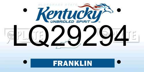 LQ29294 Kentucky License Plate