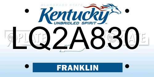 LQ2A830 Kentucky License Plate