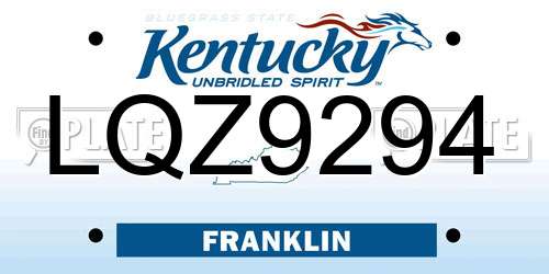 LQZ9294 Kentucky License Plate