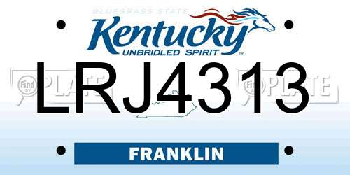 LRJ4313 Kentucky License Plate