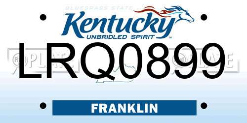 LRQ0899 Kentucky License Plate