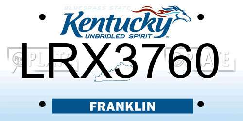 LRX3760 Kentucky License Plate