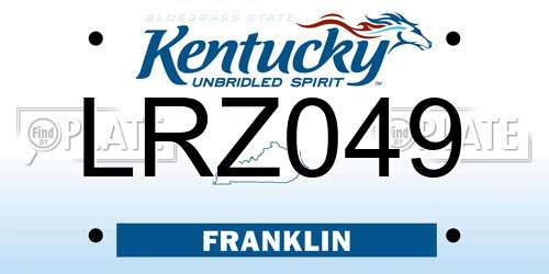 LRZ049 Kentucky License Plate