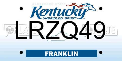 LRZQ49 Kentucky License Plate