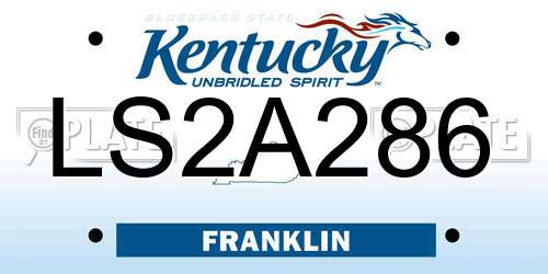 LS2A286 Kentucky License Plate