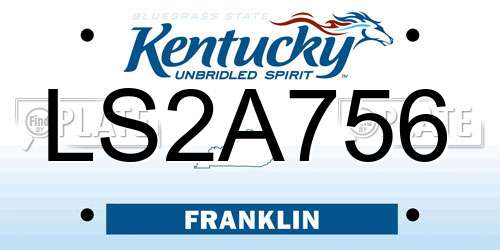 LS2A756 Kentucky License Plate