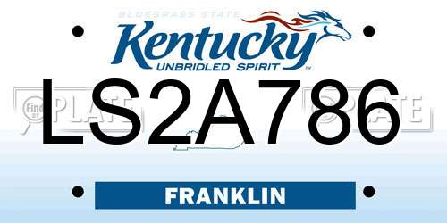 LS2A786 Kentucky License Plate