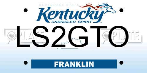 LS2GTO Kentucky License Plate