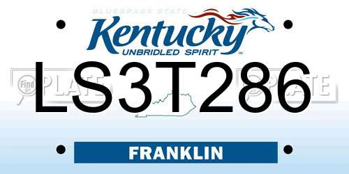 LS3T286 Kentucky License Plate