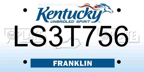 LS3T756 Kentucky License Plate
