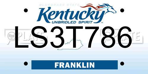 LS3T786 Kentucky License Plate