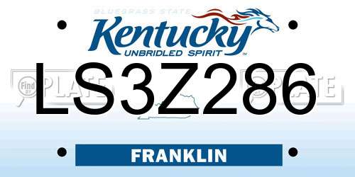 LS3Z286 Kentucky License Plate