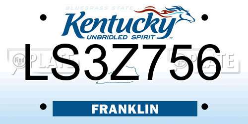 LS3Z756 Kentucky License Plate