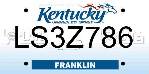 LS3Z786 Kentucky License Plate