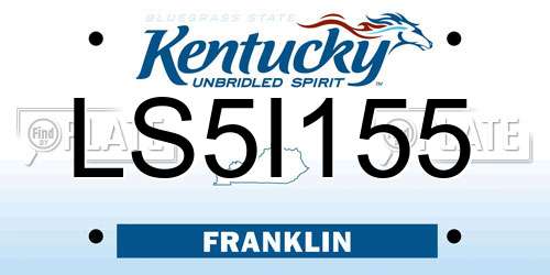 LS5I155 Kentucky License Plate