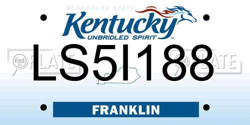 LS5I188 Kentucky License Plate