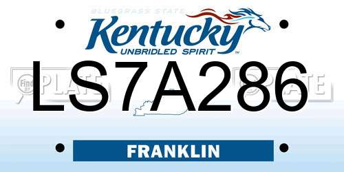LS7A286 Kentucky License Plate