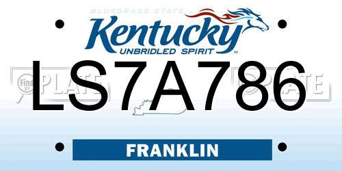 LS7A786 Kentucky License Plate