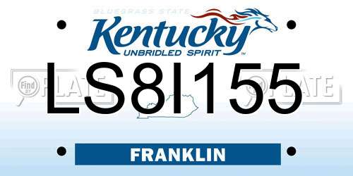 LS8I155 Kentucky License Plate