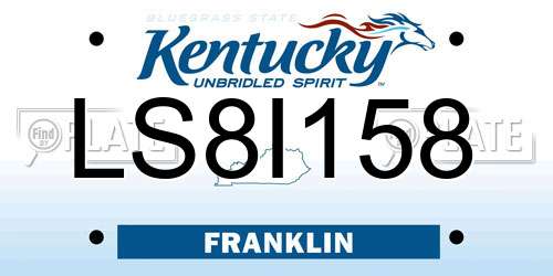 LS8I158 Kentucky License Plate